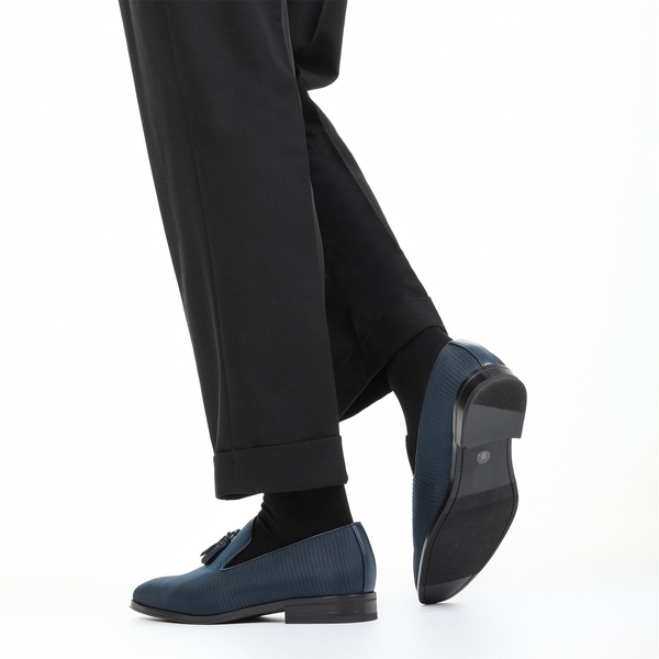 Men's Microfiber Tassle Dress Loafers - NAVY - 8